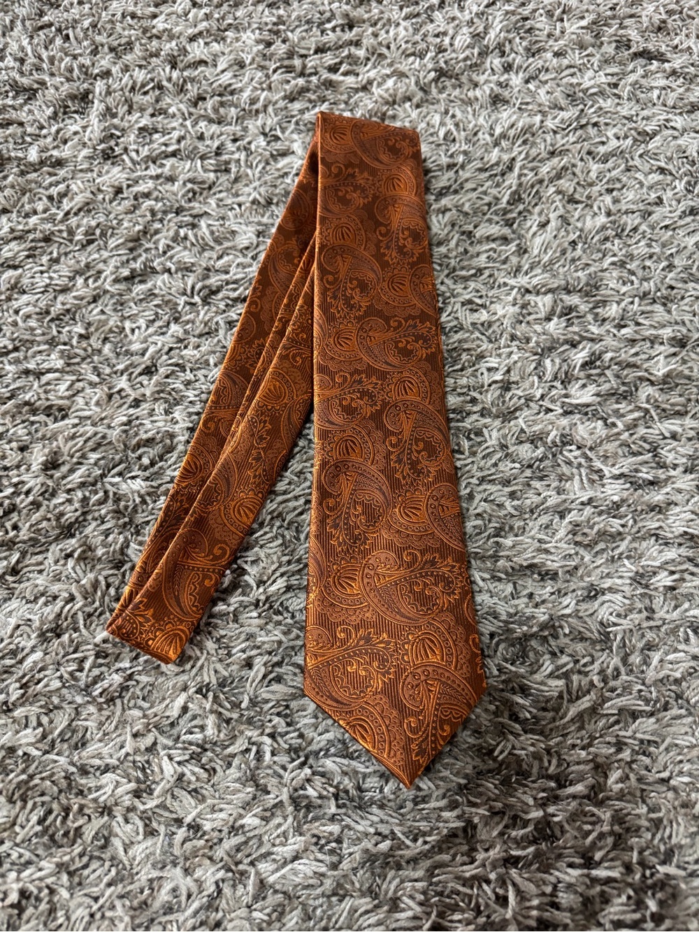 The Tie Bar Burnt Orange Paisley Silk Tie
